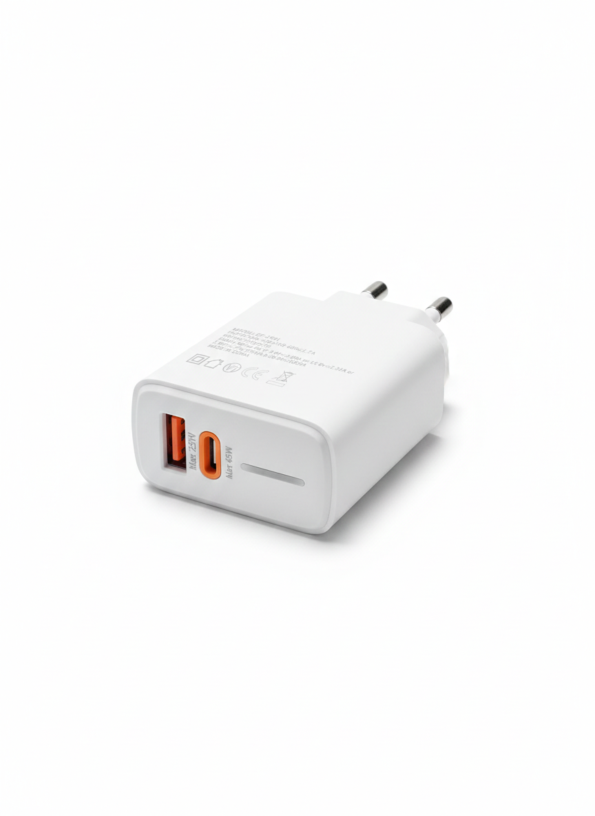 Connectify 45W 2-in-1 Fast Charging Wall Adapter – Dual Port USB-C PD & USB-A Power Charger