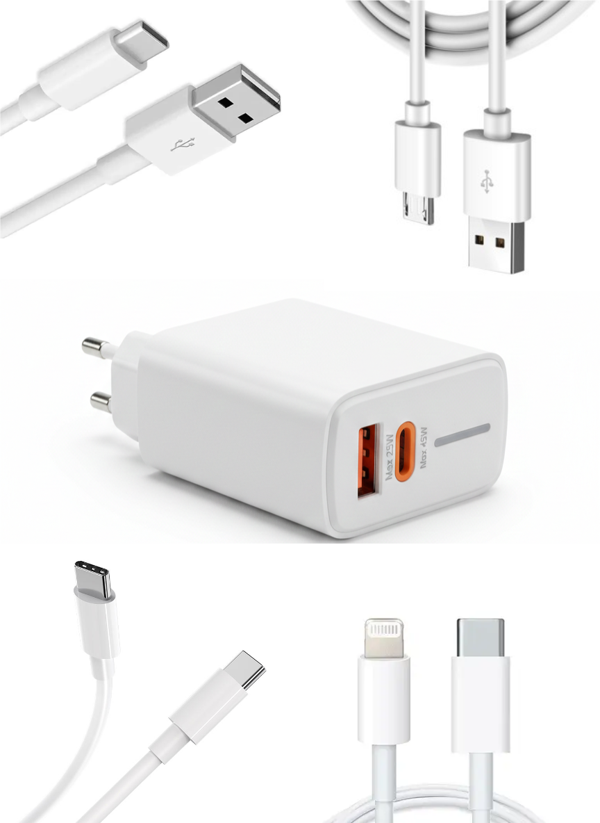 Connectify 45W 2-in-1 Fast Charging Wall Adapter – with any two Fast Charging Cables