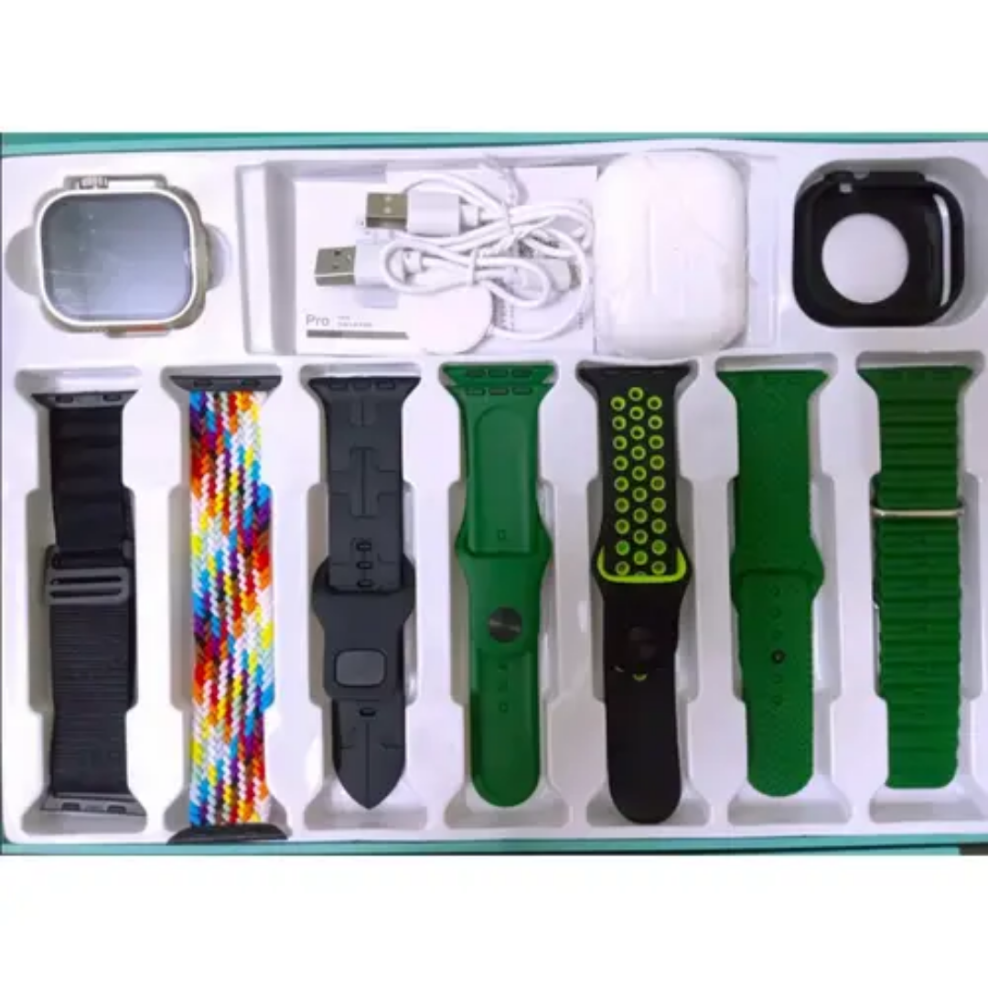 7-in-1 Ultra Smart Watch with Wireless Pods – Complete Combo Pack