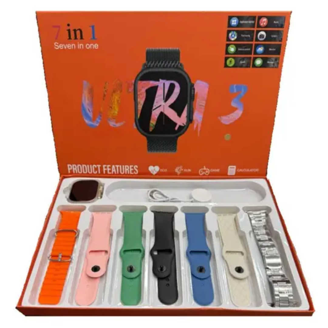 7-in-1 Ultra 3 Smart Watch Combo – Bluetooth Calling & Accessory Set