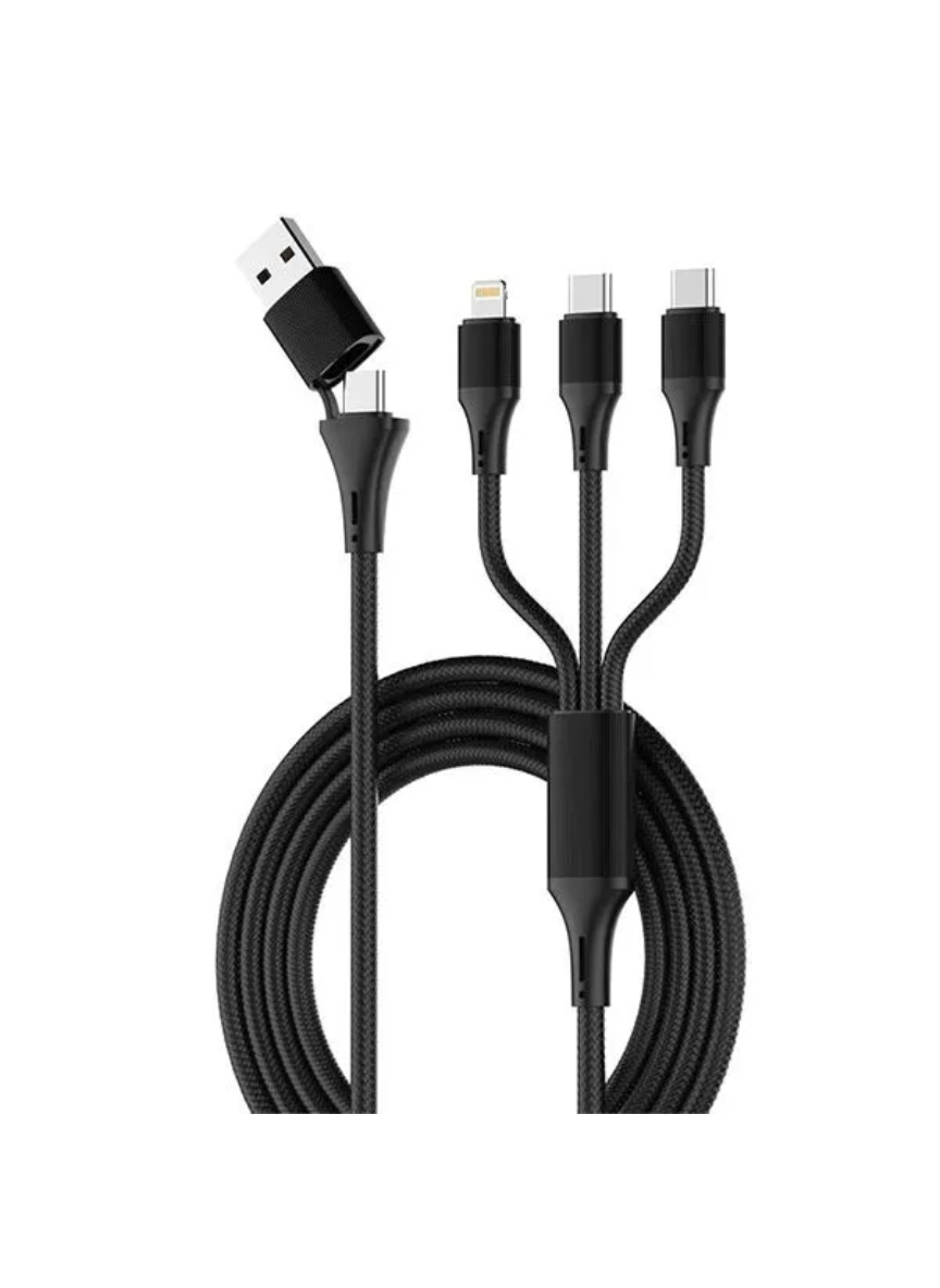LDNIO LC97UC 100W USB-A / USB-C to 2× USB-C & Lightning Cable – Fast Charging