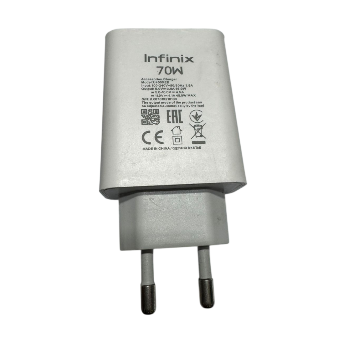 Infinix 70W Fast Charging Power Adapter – High-Speed Wall Charger