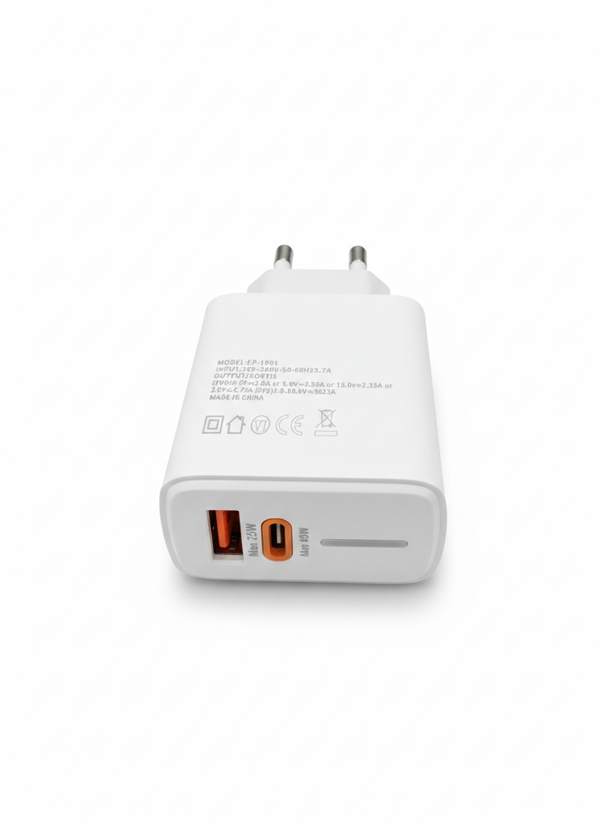 Connectify 45W 2-in-1 Fast Charging Wall Adapter – Dual Port USB-C PD & USB-A Power Charger