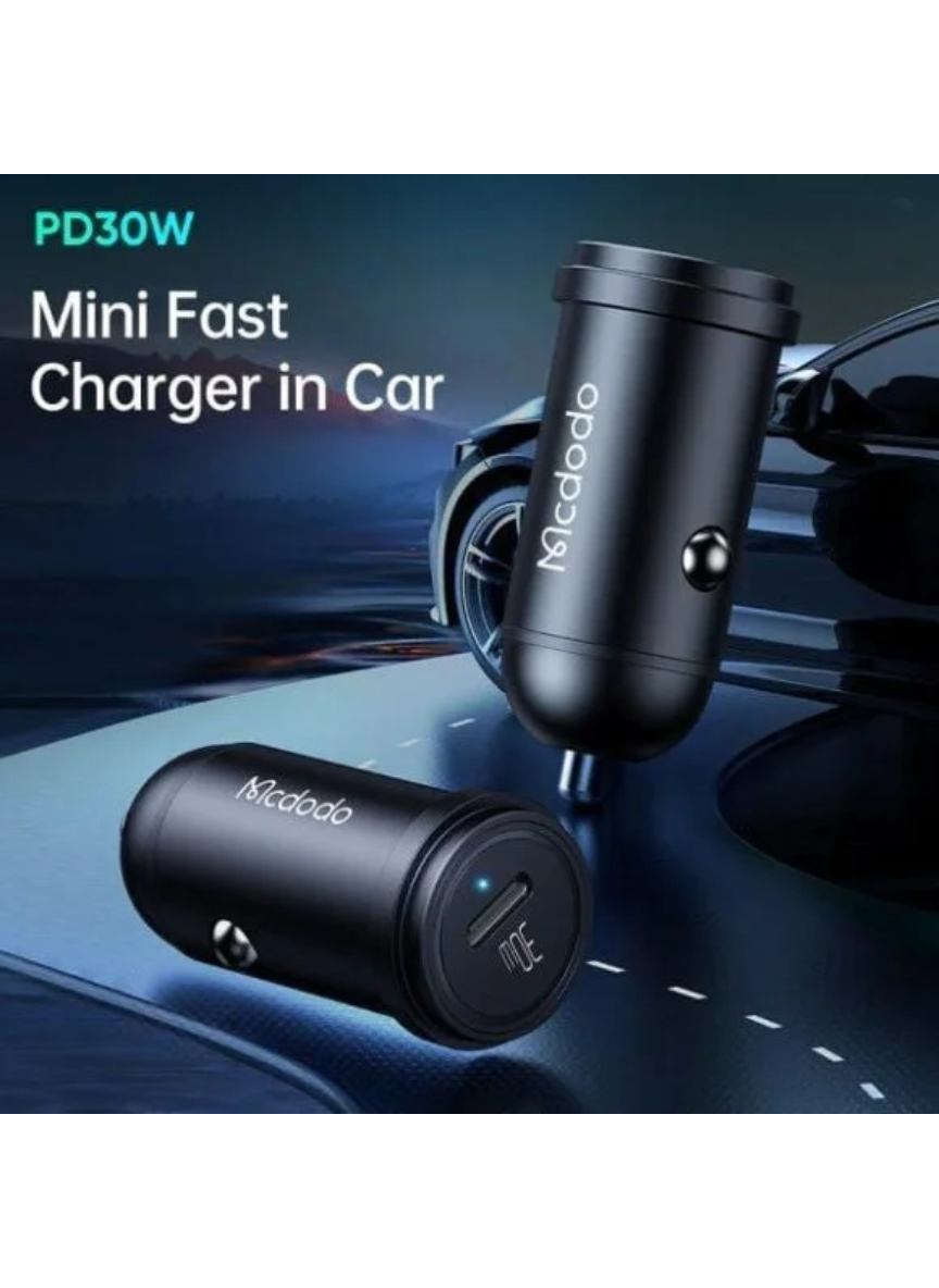Mcdodo CC-7491 30W USB-C Fast Car Charger – PD Single Port (Black)