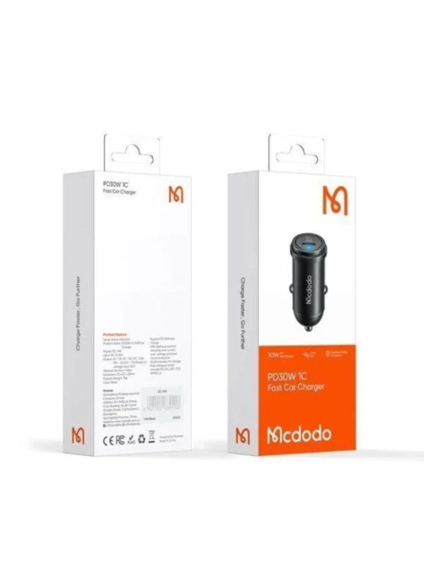 Mcdodo CC-7491 30W USB-C Fast Car Charger – PD Single Port (Black)