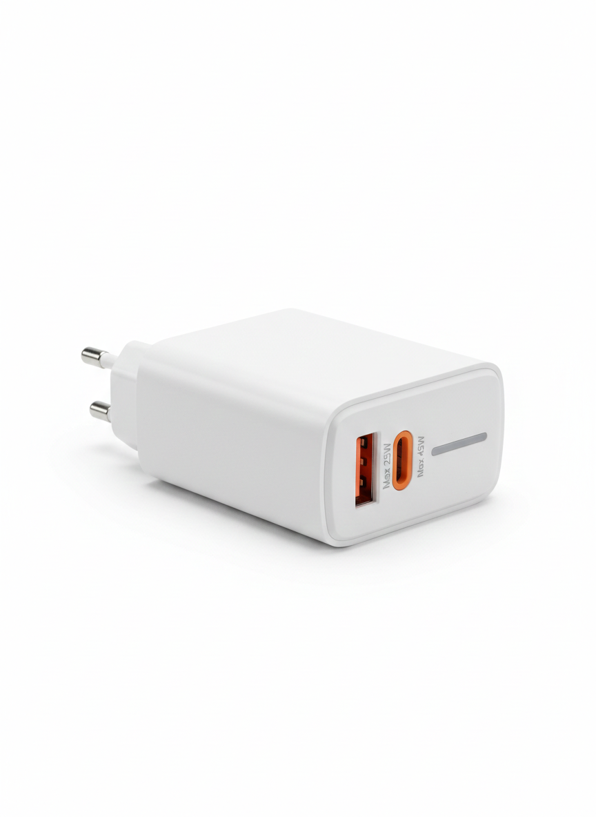 Connectify 45W 2-in-1 Fast Charging Wall Adapter – Dual Port USB-C PD & USB-A Power Charger