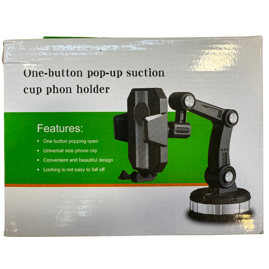 Universal One-Button Pop-Up Phone Holder – Adjustable Car Mount for Smartphones