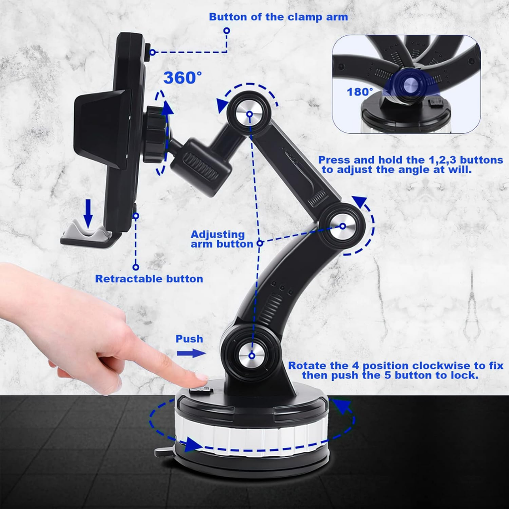 Universal One-Button Pop-Up Phone Holder – Adjustable Car Mount for Smartphones