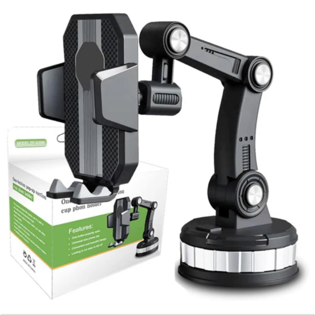 Universal One-Button Pop-Up Phone Holder – Adjustable Car Mount for Smartphones