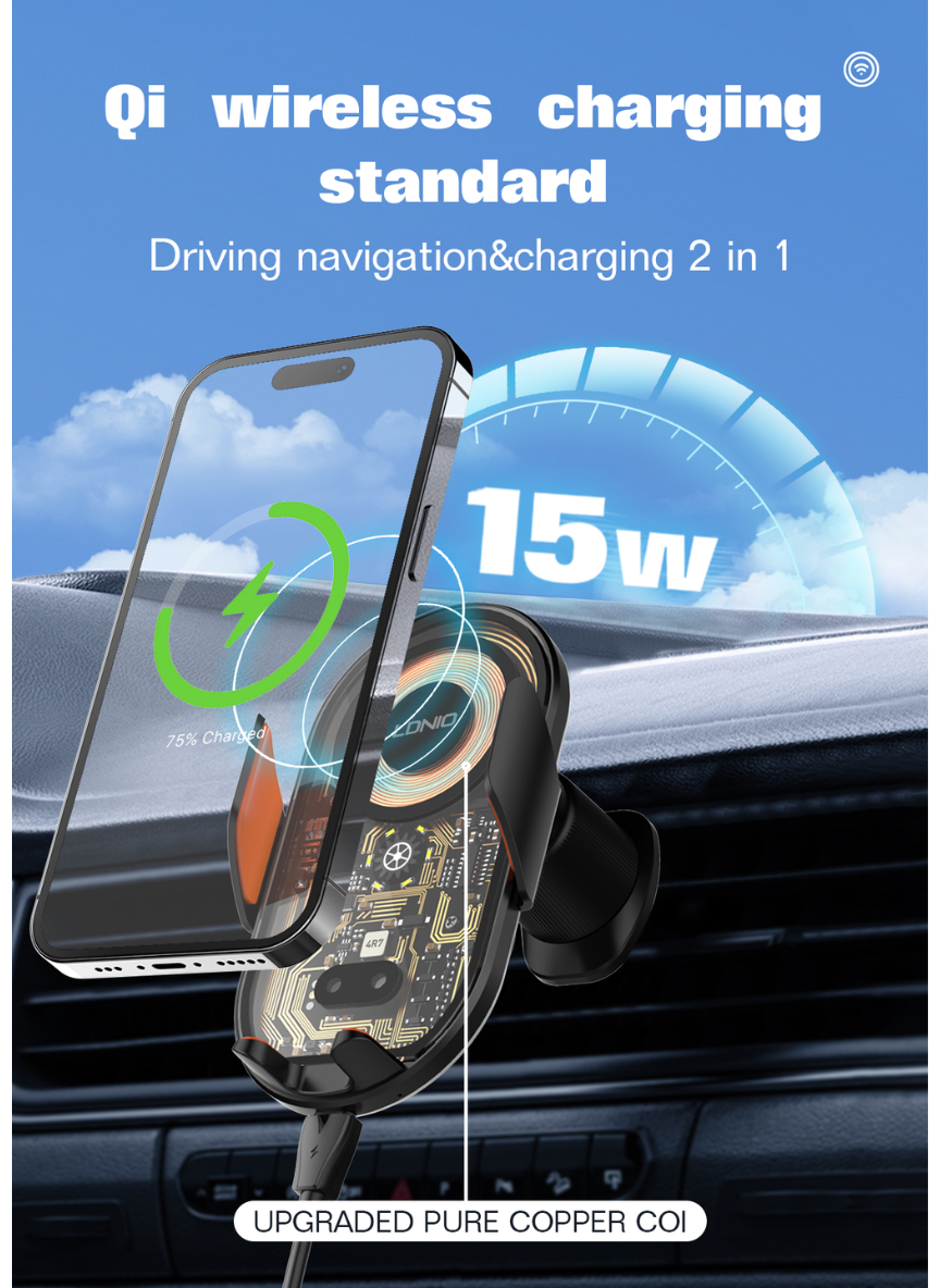 LDNIO MA30 / MA30-1 15W Wireless Car Charger Phone Holder – Fast Charging Mount