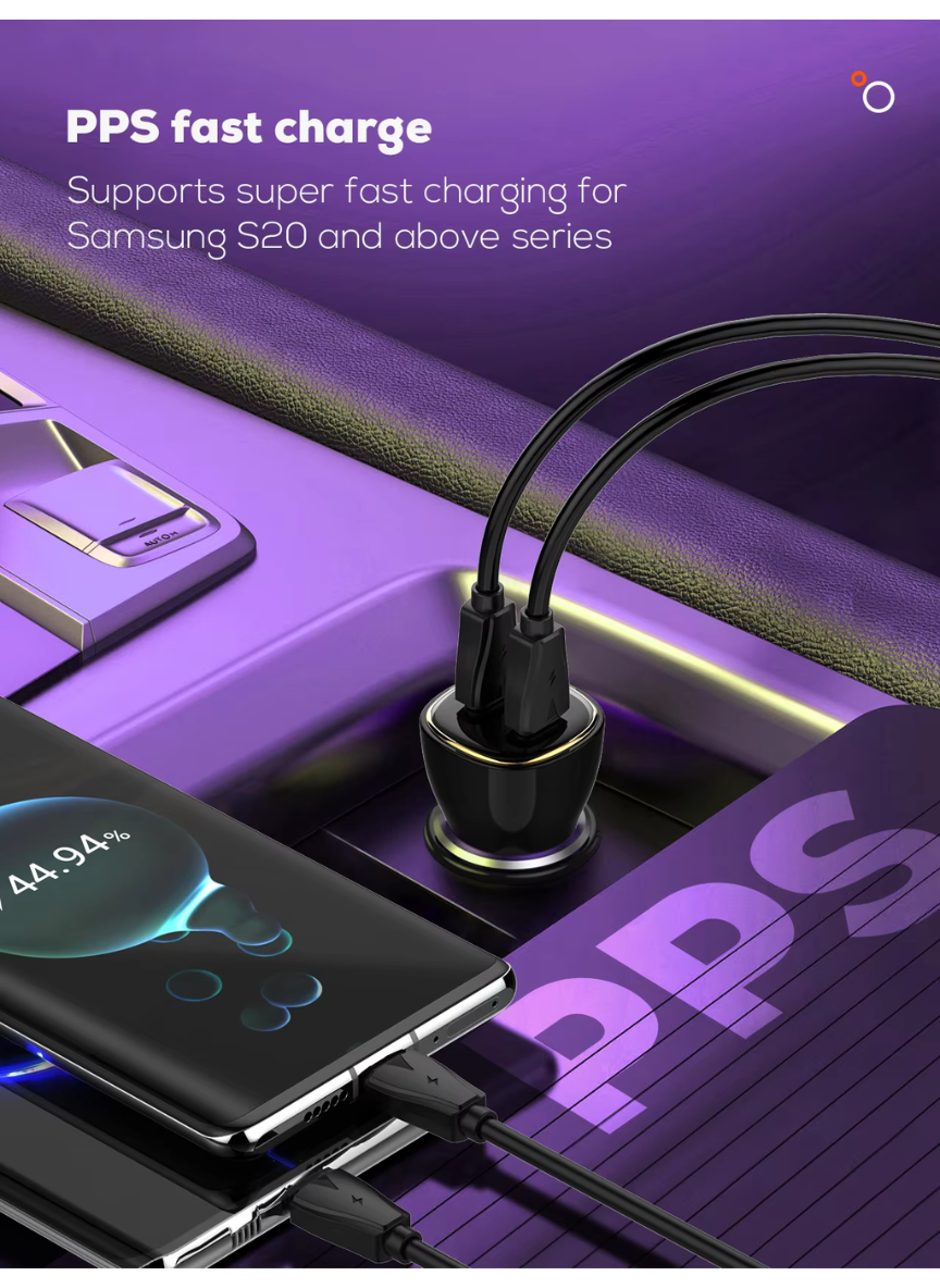 LDNIO C104 60W Dual USB-C Super Fast Car Charger – PD Power Adapter