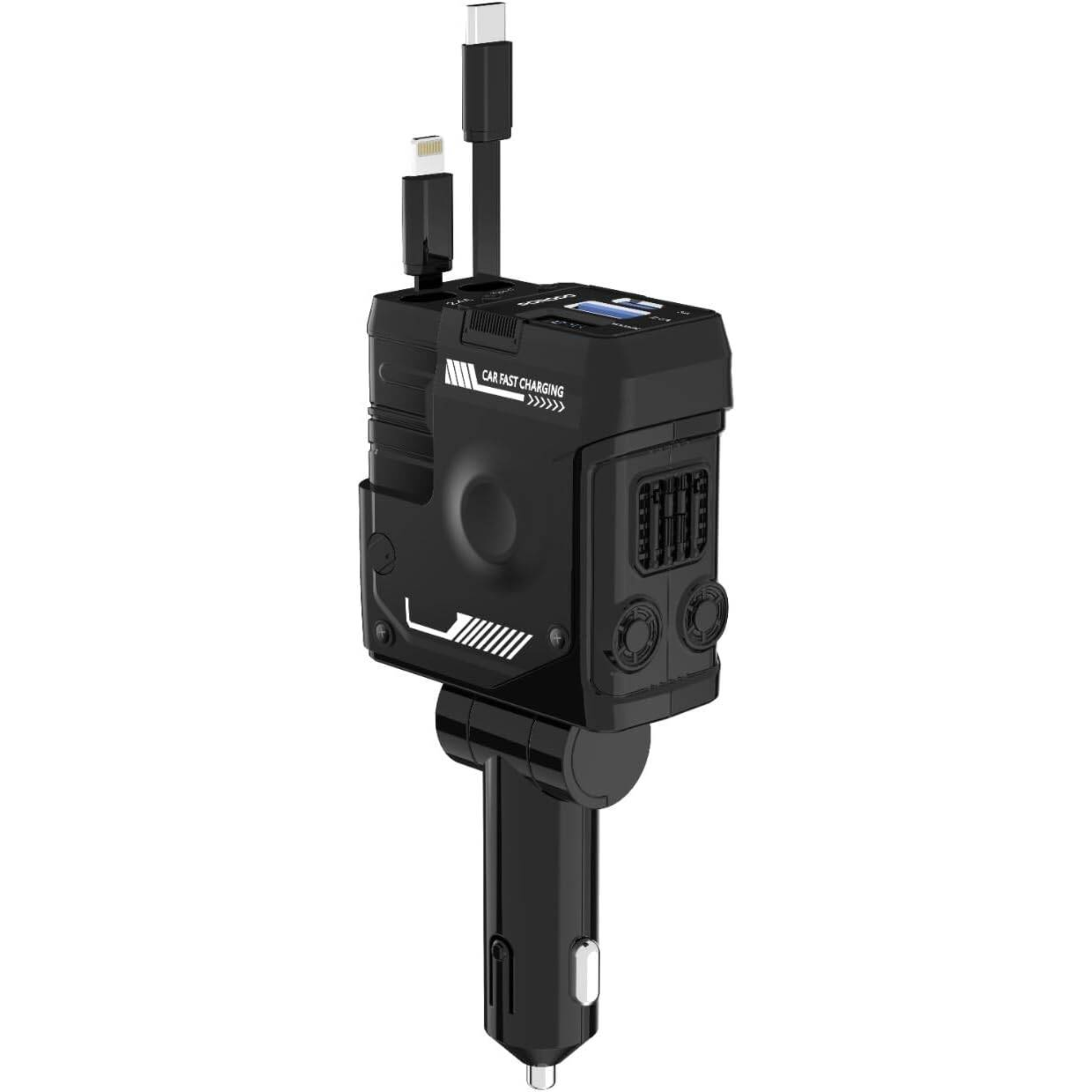 120W 4-in-1 Retractable Car Charger – Fast Charging Multi-Port Power Adapter