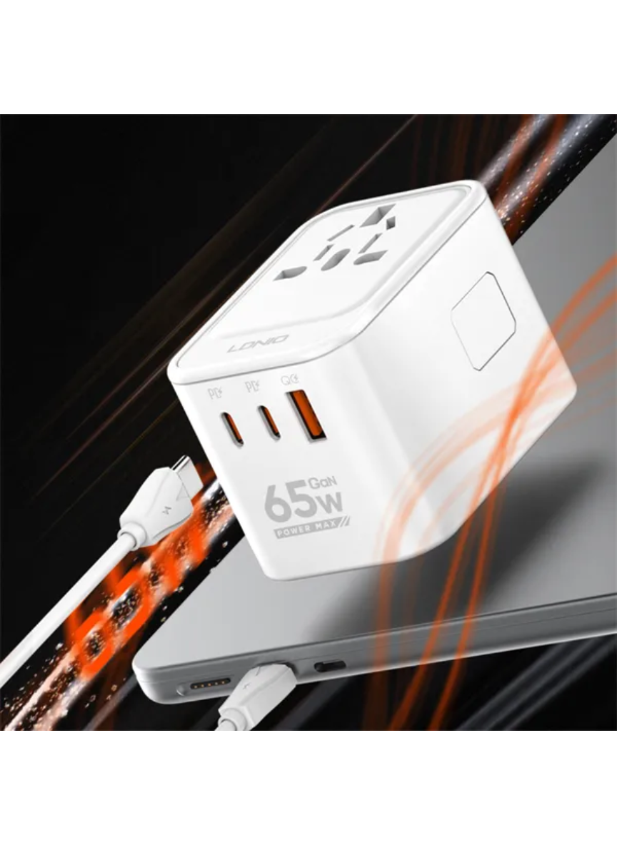 LDNIO Z6 GaN 65W Universal Travel Adapter – All-in-One Fast Charging Power Adapter