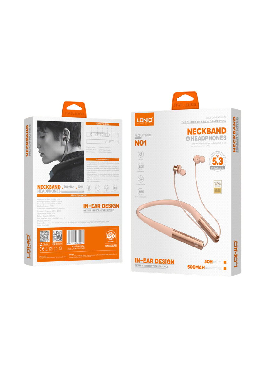 N01 Wireless Stereo Neckband Bluetooth Headset – High-Quality Audio Earphones